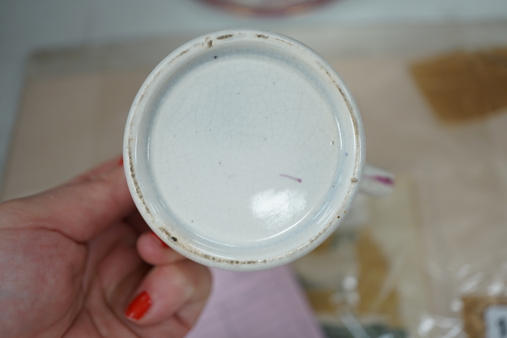 A collection of Welsh or English pink lustre pottery tea wares, first half 19th century